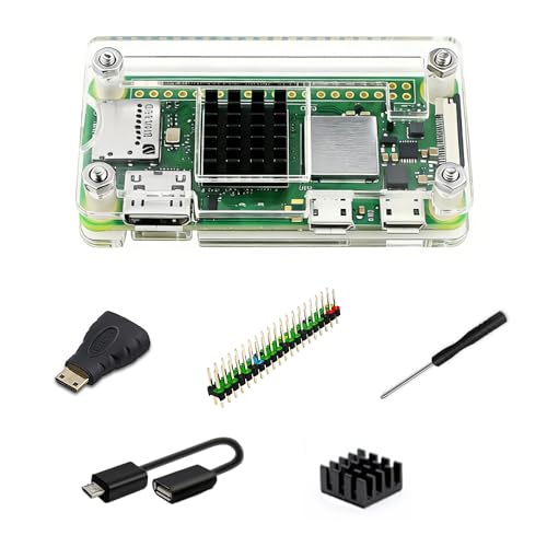 iRasptek Basic Kit for Raspberry Pi Zero 2 W with Acrylic Case Mini HD-HD Adapter Heatsink Pin Header Micro USB OTG Cable Screwdriver| Ideal for DIY IoT and STEM Projects