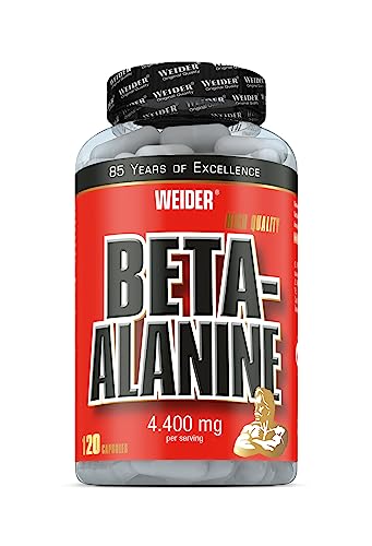 Weider - Beta Alanine - Hochdosierte Carnosin-Vorstufe für mehr Power im Training - Pre-Workout, Booster für Ausdauer und Krafttraining - 120 Kapseln