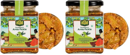 Image of THE LITTLE FARM CO Homestyle Amla Pickle - Awla ka Achar (250g)| Less Oil Mustard Base Farm Fesh Gooseberry Pickles with Masala | No Added Preservatives & Flavours | Traditional Recipe (Pack of 2)