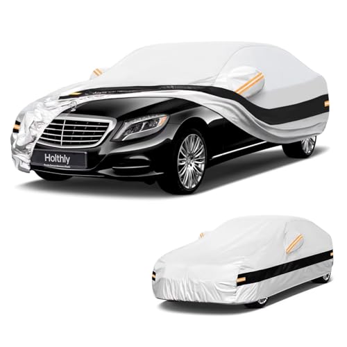 Image of 10 Layers Sedan Car Cover Custom Fit for Mercedes-Benz S-Class S250 S300 S350 S400 S450, Waterproof All Weather for Automobiles, Outdoor Full Cover Sun Dust Rain Protection with Cotton. Silver