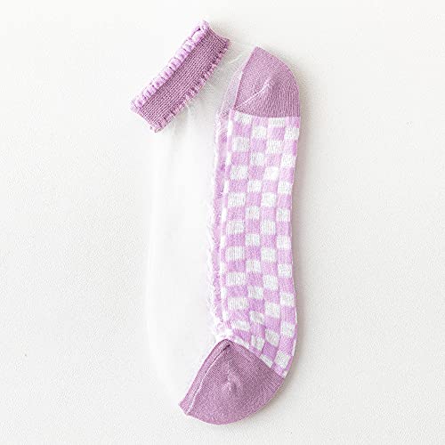 JIMITI Breathable Dots Thin Shallow Mouth Trendy Short Socks Flower Mesh Boat Socks Hosiery(B)