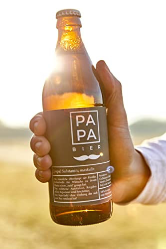 PETIT PAOLO - Papa Bier Sticker (6 Etiketten/selbstklebend) Geschenkidee zum Vatertag, Pinkelparty, werdender Vater o. Männer Geburtstag - Bier Geschenk für den BESTEN PAPA