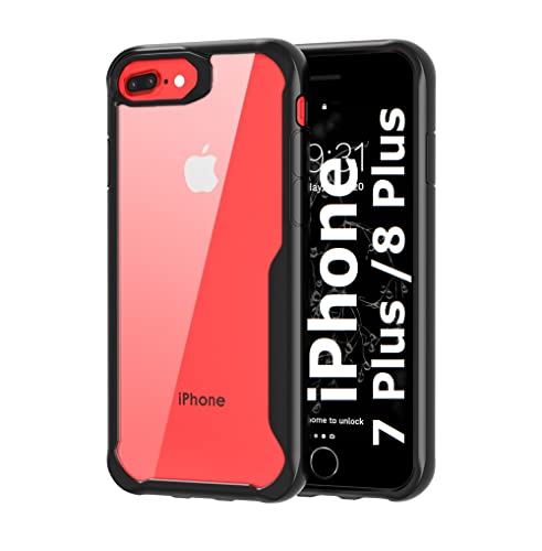 Image of REALCASE iPhone 7 Plus / 8 Plus Back Cover Case | Clear Transparent Gel TPU Shock Proof Bumper Back Cover Case for iPhone 7 Plus / 8 Plus (B Black)