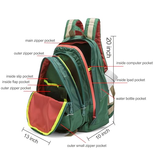 DORIS&JACKY UNISEX Campus Backpack Large Capacity Travel Casual Daypack For Women (Large-Green)4