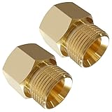 Uenede 2PCS Brass Pressure Washer Coupler, M22-14mm Female x M22-15mm Male Thread, 4500PSI Metric Hex Nipple Coupling Adapter Fitting