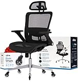 Oline ErgoMax Ergonomic Office Chair - Rolling Home Desk Chair with 4D Adjustable Flip Armrests, 3D Adjustable Lumbar Support and Blade Wheels - Mesh Computer Executive Swivel Gaming Chair (Black)