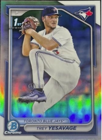 2024 Bowman Chrome Trey Yesavage Refractor 1st Official Bowman Chrome Baseball Trading Rookie RC Card #BDC-92