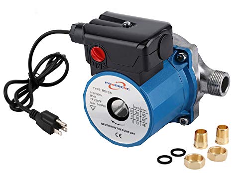 POWERENG 115V Hot Water Circulating Pump 3/4" NPT 3-Speed Hot Water Recirculating Pump for Solar Heater/Faucet (Blue SS)