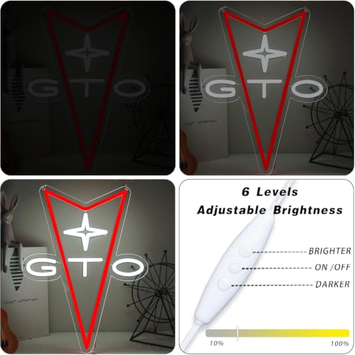 Image of AHlove GTO Neon Car Signs for Store Wall Decor, Led Business Sign Suitable for Man Cave、Bedroom、Garage、Party, Birthday、Christmas Gifts for Boys 5V Power Adapter 16 * 12Inch(white+red)