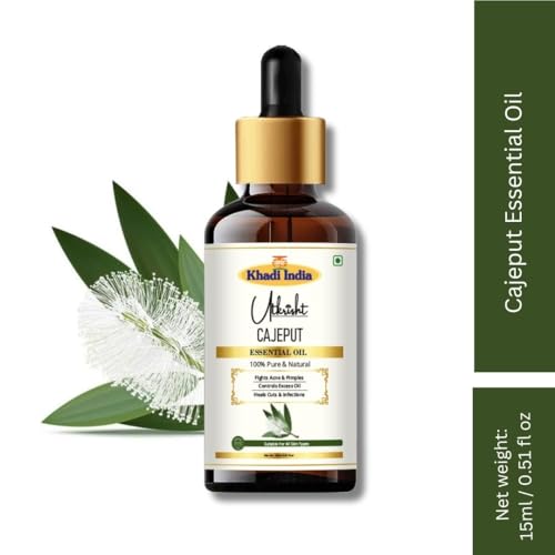 Image of Khadi Cajeput Essential Oil 15 ml | Pure, Natural & Fresh Herbaceous Scent | Skin & Hair Care | Body & Face Massage Oil | All Skin & Hair Types | Perfect for Aromatherapy & Candle Making