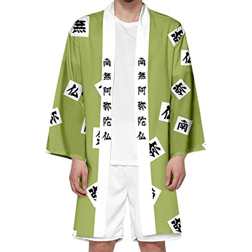 Image of Seidarise Men's Haori, Long Kimono Cardigan Jacket Japanese Style Flying Crane Seven Sleeves Open Front Coat
