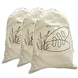 WECOLKIR Leinen Brotbeutel,wiederverwendbar, mit Kordelzug, groß, ungebleicht, Baguette,selbstgemachtes Brot und weitere Lebensmittel, E-Book Zur platzsparenden Brotaufbewahrung (30 x 40cm), 3er Set