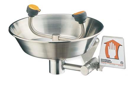 Eyewash Station, Wall Mount, SS, 14-5/16 W