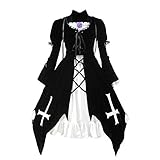 SBluuCosplay Black and White Long Dress Cosplay Costume (X-Large)