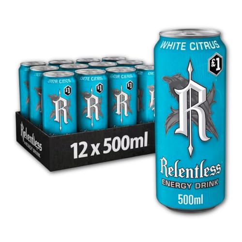 Relentless White Citrus Energy Drink Pack of 12 x 500ml Cans