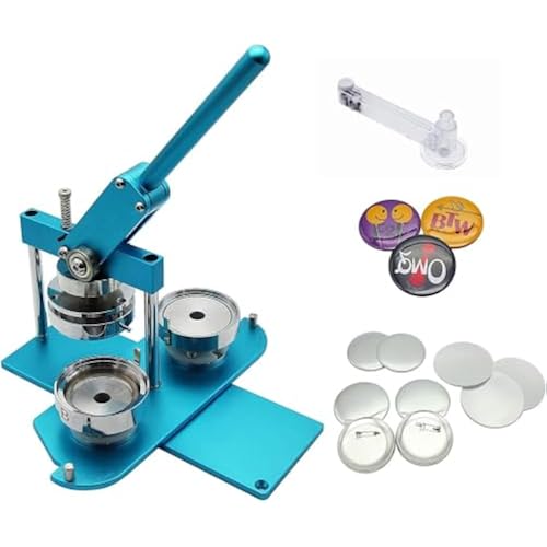 ChiButtons Pro 75mm (3") Metric Button Maker B400 Kit | All-Metal Premium Press w/ 100 Sets, Adjustable Paper Cutter & Moulds | Oversized Promo Buttons, Retail Displays, Event Signage (Blue-new)