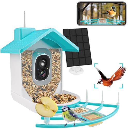 EBANKU Smart Bird Feeder with Camera, Bird Watching Camera Solar Powered, Auto Capture Bird Videos & Motion for Bird Lovers and Families