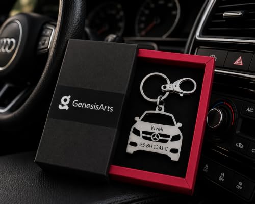 Image of Personalized Stainless Steel Key Chain /Key Ring | Durable, Compatible with All Models | Customized Car Number Plate | Ideal Gift for Him (Silver)