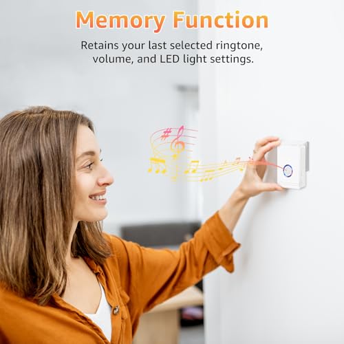 Cruxer Motion Sensor Door Chime, Indoor Motion Detector Alarm, 600 FT Wireless Range, 48 Chimes, 5 Volume Levels, LED Indicators Doorbell for Business, Home, Store, Office - image 6
