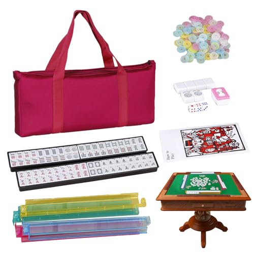 麻雀牌セット | 166枚セットのマージャンゲーム道具 - 高齢者や学びたい方のための完全版プレイ用サイコロ付属