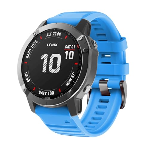 Image of ANCOOL Compatible with Fenix 6X /7X Band 26mm Quickfit Soft Silicone Watch Band Replacement for Fenix 5X /Fenix 8 51mm /Fenix 5X Plus /Fenix 3 /Fenix 6X Pro /Descent Descent MK2i Smartwatches (Blue)