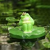 Schwimmende Teichdeko, Frosch Teichdeko Miniteich Aus Harz, Gartenteich Deko 9,15 X 9,15 X 7 cm, Mini Teich Deko Garten Figuren Frosch, Schwimmfiguren FüR Miniteich, FüR Garten Teiche Deko (B)