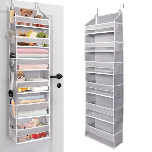 Image of ULG Over The Door Organizer with 6 Large Pockets 12 Side Pockets, 50lbs Weight Capacity Door Hanging Organizer for Bedroom, Bathroom, Pantry, Nursery Storage, Gray