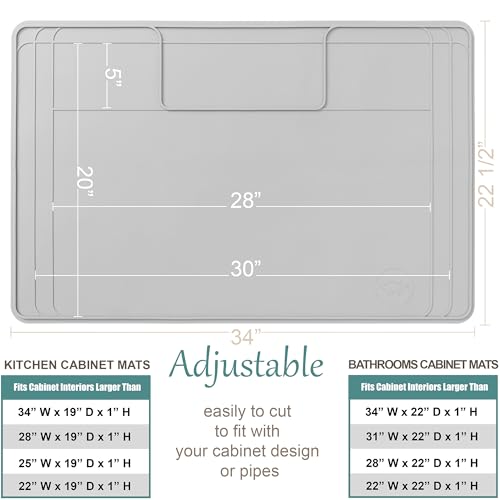 Image of The Original Under Sink Mat - Silicone Waterproof mat, Trimmable, Easy to Clean, Kitchen cabinet liner, Under sink protector mats, Drip Tray with Lip - 34 inch x 22 inch or smaller