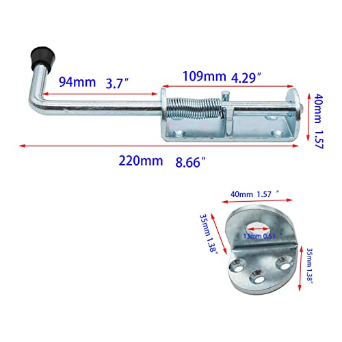 8.5 Inch Heavy Duty Spring Loaded Latch Pin, Sliding Barrel Bolt Door Lock for Chests/Cabinets/Utility Trailer Gate, 2mm Thickened Interior and Outdoor Latch