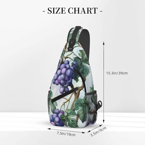 Bolso bandolera unisex con patrón uva ajustable ligero miniatura 3