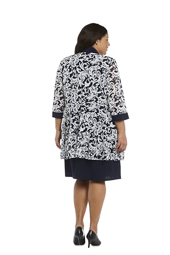 Image of R&M Richards Womens 2-Piece Black & White Jacket Dress Set W /Necklace