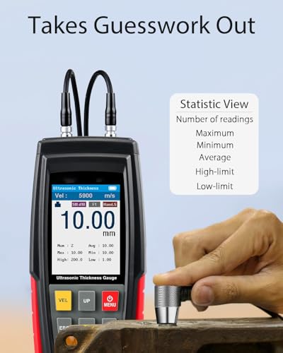 Image of LABART Digital Ultrasonic Thickness Gauge Tester Meter, Range 0.039 to 11.8 inch with Probe for Measuring Metal and Nonmetal Materials, Steel, Silver, Plastic, Glass, PVC, Pipes