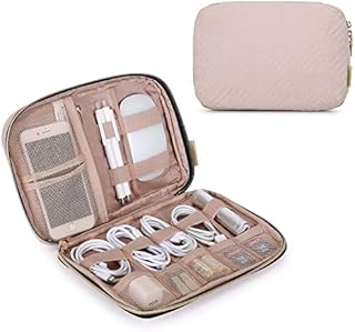 BAGSMART Electronics Organizer Travel Case, Small Travel Cable Organizer Bag for Travel Essentials, Travel Tech Organizer as Travel Accessories for Women, Cord Organizer for Phone, SD Card, Soft Pink