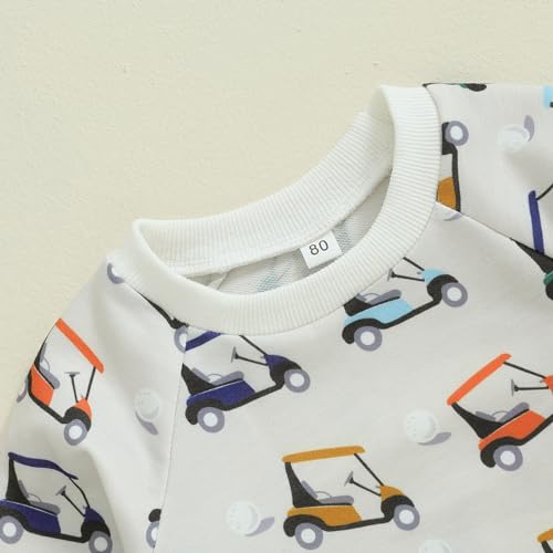 Toddler Baby Boy Golf Outfit Golf Cart Print Sweatshirt Top Jogger Pants Set 2Pcs Boys Fall Winter Clothes4