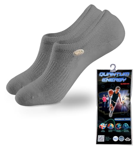 OMEO Quantum Energy No-Show Socks for Men – Pain Relief, Circulation Boost, Balance & Stability – Graphene-Infused, Moisture-Wicking, Odor-Resistant, Joint Support – Grey