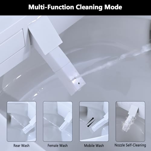Asiento de inodoro inteligente con funciones de bidé calefactado, luz nocturna, cierre suave y sensor de pie para operación sin manos, mejora cómoda para baño miniatura 4
