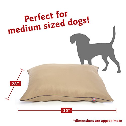 Image of Majestic Pet Rectangle Medium Dog Bed Washable - Non Slip Comfy Pet Bed - Dog Crate Bed Super Value Pillow Dog Bed - Dog Kennel Bed for Sleeping - Dog Bed Medium Breed 35 x 28 Inch - Solid Khaki