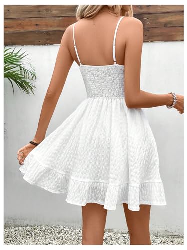 Floerns Women's Sleeveless Backless Tiered Mini Dresses Shirred Textured Cami Dresses2