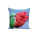 Housse de Coussin Coquelicot Sortant de Son Bouton Fripé Rouge Vert 40x40cm