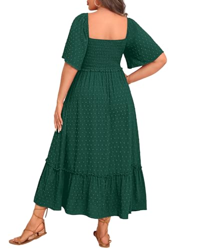 Image of Plus Size Summer Dresses - Maxi Casual Wedding Guest Graduation Easter Long Dress with Pockets