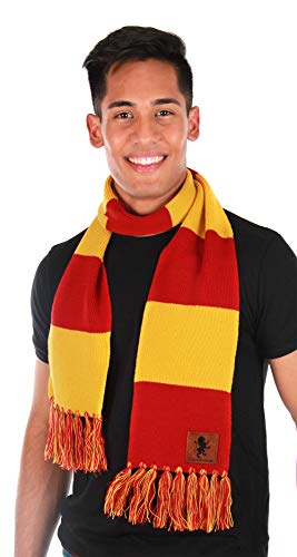 Harry Potter Gryffindor Patch Striped Scarf - Acrylic Knit with Faux Leather Patch4