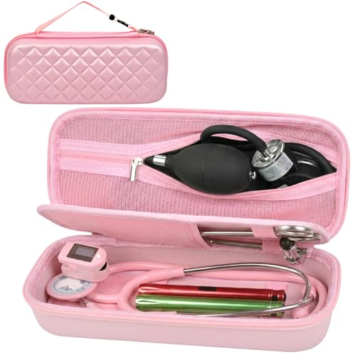 Image of Stethoscope Case Compatible with 3M Littmann Classic III /Lightweight II S.E /MDF Acoustica Deluxe Stethoscopes, Mesh Pocket for Blood Pressure Cuff & Other Doctor & Nurse Accessories-Pink (Case Only)