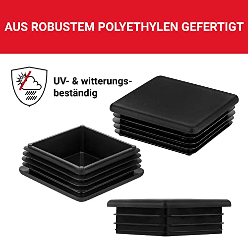 LouMaxx 4 Plastic End Caps 80x80 mm - Black Box Section End Caps - Square Plastic Plugs for Tube Closure, 80 x 80 mm - Image 3