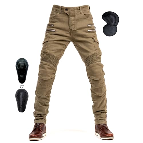 oFzimTo Pantalon Moto Hombre con Protecciones, Pantalon Vaquero Moto, Segunda Generación de Equipos de Protección Mejorados, Marcado CE (EN1621-1:2037)