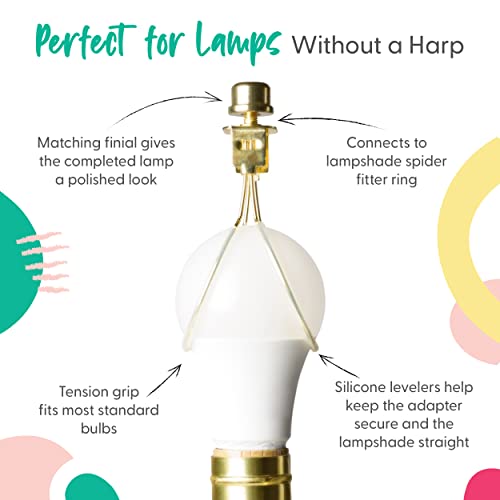 I Like That Lamp Clip On Lampshade Adapter (1 Pack), Classic Brass Gold Finish, Includes 1 Light Bulb Clip Shade Adapter, 1 Matching Finial And 2 Silicone Levellers, Fits All Standard Size Bulbs #TOP3