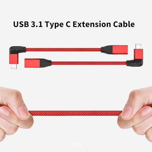 Image of UseBean Right Angle USB C Extension Cable 0.6FT, 90 Degree Gen2 10Gbps USB-C 3.2 Male to Female Video Cord,L-Shape Type C Extender,Compatible for iPhone 12 Wireless Magsafe Charger,M1 MacBook Pro /Air