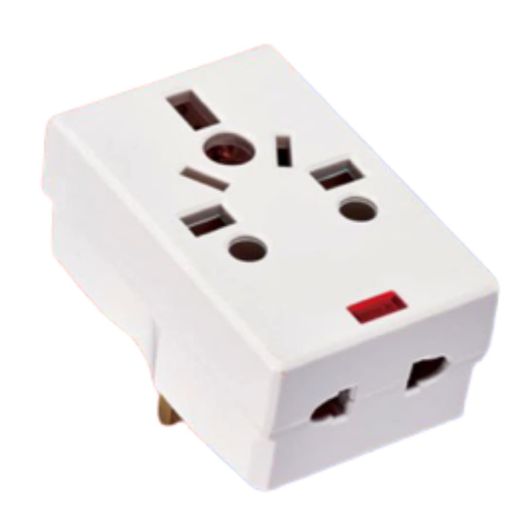 03 Way Adapter with SquarePin, Universal Socket with Light And 13A