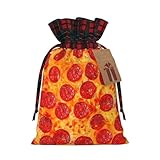Bolsas reutilizables con estampado de pizza y pepperoni en 3D, con cordón, para celebraciones, vacaciones, cumpleaños, fiestas, regalos