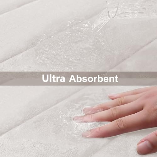 Image of Buganda Memory Foam Bath Mat, 55 inch x 24 inch, Ultra Soft and Non-Slip Bathroom Rugs, Water Absorbent and Machine Washable Bath Rug Runner for Bathroom, Shower, and Tub, Cream