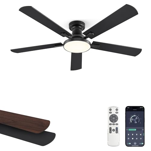 ZMISHIBO 52 Inch Ceiling Fans with Lights, Flush Mount Low